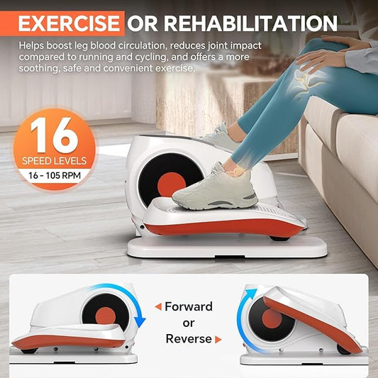 2025 New Under Desk Elliptical Machine, Electric Ellipse Leg Exerciser Pro As Seen On TV with 16 Adjustable Speed, Quiet and Fully Assembled with Remote Control & Non-Slip Foot Straps