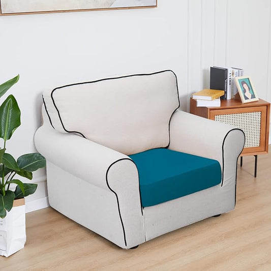 Easy-Going 100% Waterproof Chair Sofa Seat Cushion Slipcovers Couch Cushion Cover Stretch Furniture Protector for Kids, Pets (Chair Cushion, Peacock Blue)