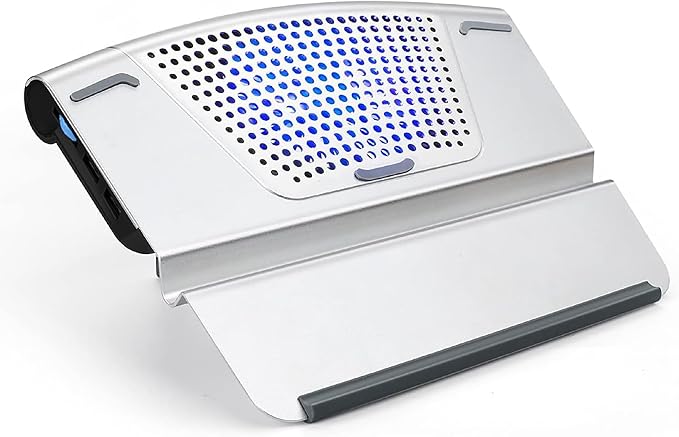 OTM Essentials Aluminum Small Laptop Riser Stand, Desk Riser with Non-Slip Padding and Tilted Surface, Versatile Home Office Essentials, Ideal for 11"-13" Laptops