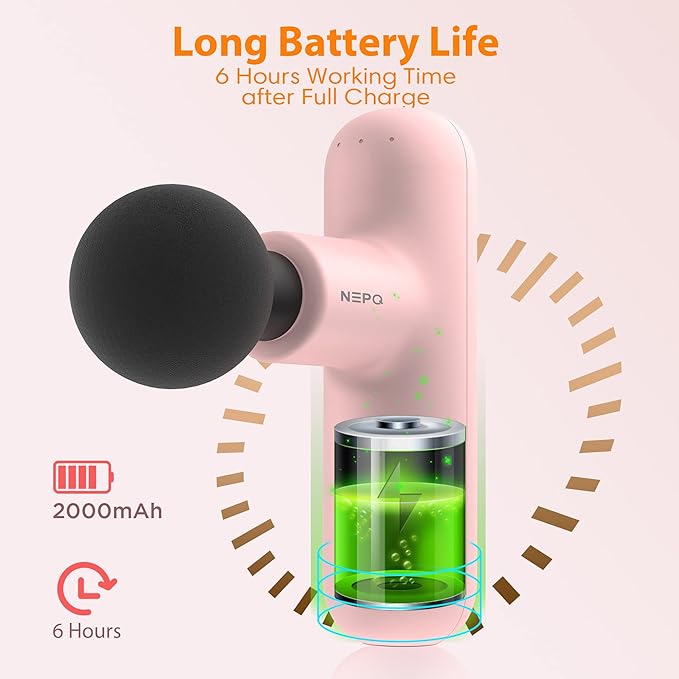 Mini Massage Gun, SK6 Fascial Gun Portable Deep Tissue Percussion Muscle Back Head Massager for Pain Relief with 4 Massage Heads 4 Speed High-Intensity Vibration Rechargeable (Pink)