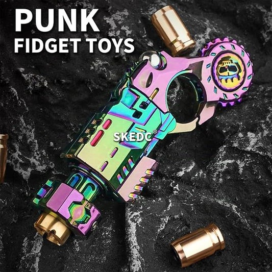 SKEDC Fidget Toys Adults, Alloy Fidget Slider Fidget Clicker Fidget Spinner, EDC Laucher Toy ADHD Tools Executive Desk Toy for Keep Focus & Relief Stress, Cool Gadgets for Men (2nd Gen Colorful)