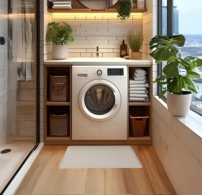 Anti Fatigue Kitchen Rugs Kitchen Mats for Floor,Cushioned Non-Slip Waterproof Ergonomic Comfort Rug Standing Mat for Kitchen,Doing Dishes,Floor,Home,Office,Sink,Laundry,Beige,17.3"x 28"