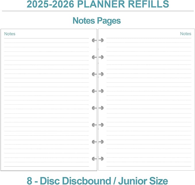 2025-2026 Planner Refills – One Page Per Day, 8-Disc Discbound 2025-26 Daily & Monthly Planner, Runs from July 2025-June 2026, Prioritized, To-Do List, Notes, 5.8" x 8.5"