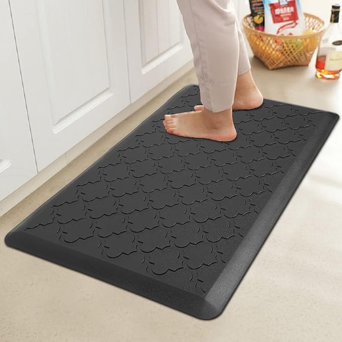 HEBE Anti Fatigue Comfort Mats for Kitchen Standing Desk Thick Cushioned Floor Mat Waterproof Rug Runner Heavy Duty Pad,17.3''x28'', Black