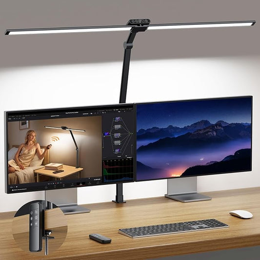 TROND LED Desk Lamp with Clamp - 1500LM Super Bright Architect Desk Light, 25 Lighting with Remote or Touch Control, Eye-Caring Clip on Light, for Home Office, Computer Monitor, Reading, Study, Work