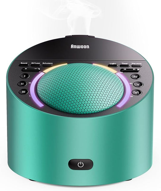 Sound Machine &Aroma Diffuser Pro 4-in-1 Sleep System, Premium Metal Shell with Schumann Resonance &Soothting Night Light, White Noise &50+ Natural Sounds-for Sleep, Focus, Relaxation-Adults Kids Baby