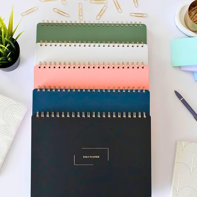 Undated Daily Planner | 8.25” x 11.75” Work To-Do Notebook | ADHD Academic Organizer | Multi-Layout | Men and Women Planner | College Supplies | Navy | Landscape Layout