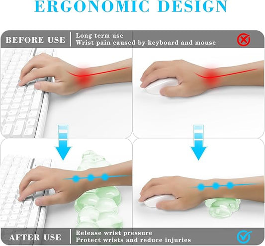 Gel Cloud Keyboard and Mouse Wrist Rest, Cute Wrist Support and Arm Support Keyboard Rest for Keyboard and Mouse Typing Pain Relief,Suitable for Office/Computer/Laptop/Gaming (Green)