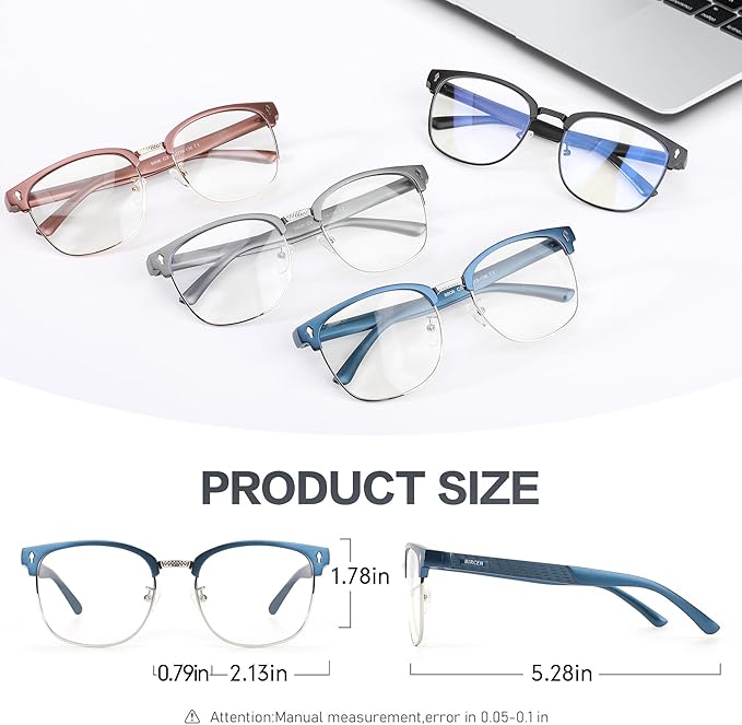 BIRCEN Blue Light Blocking Glasses: Al-Mg Metal Bluelight Computer Clear Glasses for Men Women Anti Eyestrain Office Home