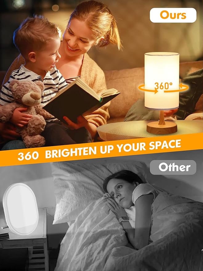 Light Therapy Lamp, 10000 Lux Daylight Lamp with 3 Color Temperatures, Adjustable Brightness, Timer & Memory Function, Sunlight Lamp with Remote Control(Grain Base White Shade)