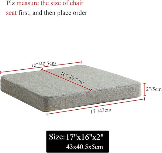 Chair Cushion for Dining Chairs with Ties 4 Pack Non Slip Memory Foam Kitchen Room Chair Pads for Outdoor Patio Furniture17x16 Inch, Light Gray