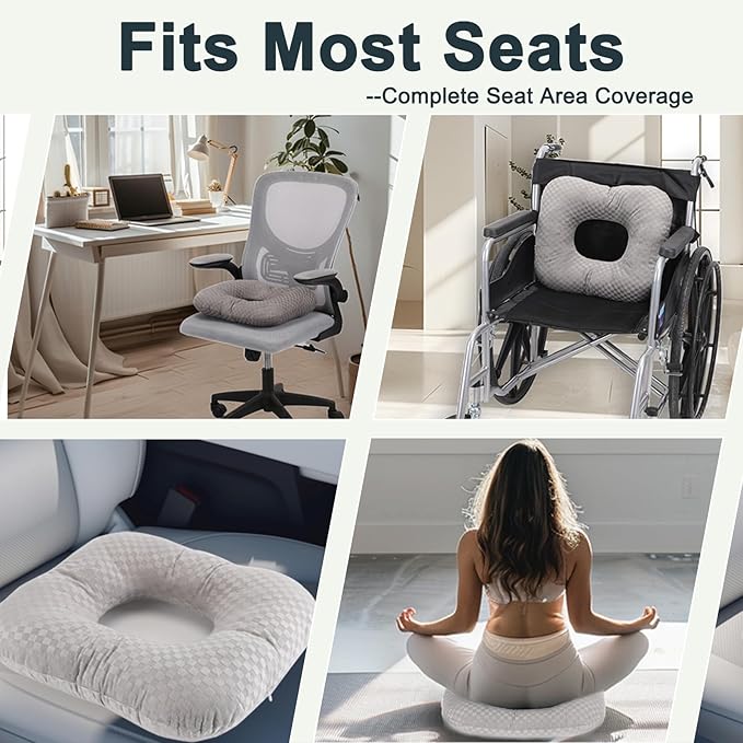 Anti-Slip Wheelchair Cushions, Bed Sore Cushions for Butt, Ergonomic Innovations Orthopedic Donut Pillow, Medical Seat Cushion for Sciatica, Back, Coccyx, Pressure Sore (Green)