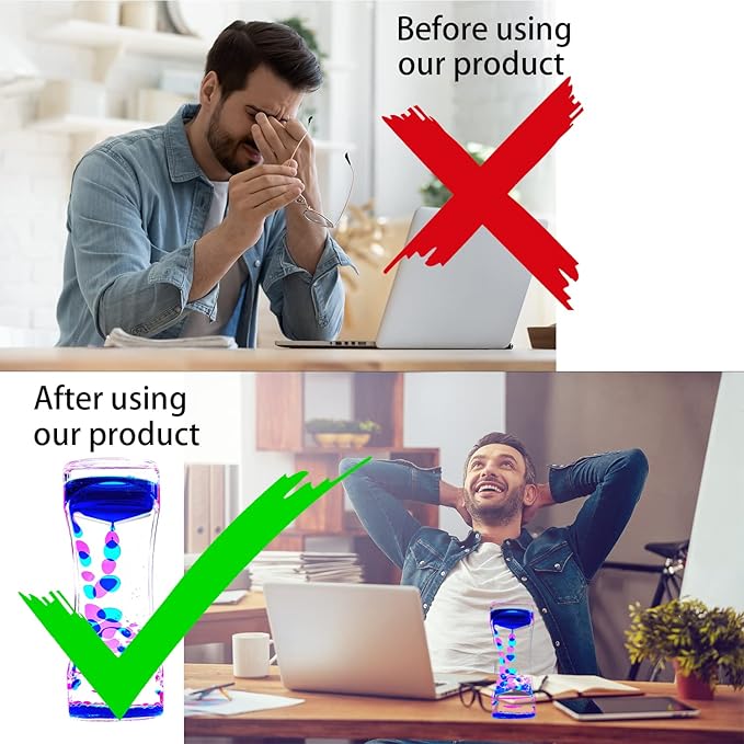 FKYTION Liquid Motion Bubbler Timer Pack of 5 Colorful Hourglass Liquid Bubbler ADHD Fidget Toy Sensory Toy Anxiety Toys Autism Toys Children Activity Calm Relaxing for Kids Teenager Adults