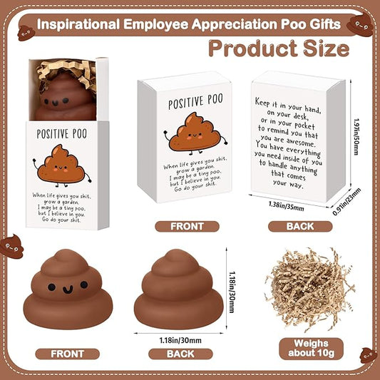Wettarn 12 Sets Poo Positive Gifts Cute Stress Balls with Support Gift Boxes Funny Party Favors for Employee Coworker Friends Office Inspirational Relief Toys