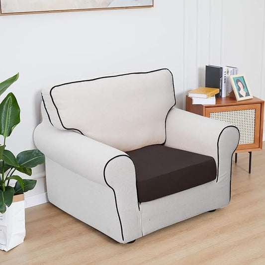 Easy-Going 100% Waterproof Chair Sofa Seat Cushion Slipcovers Couch Cushion Cover Stretch Furniture Protector for Kids, Pets (Chair Cushion, Chocolate)