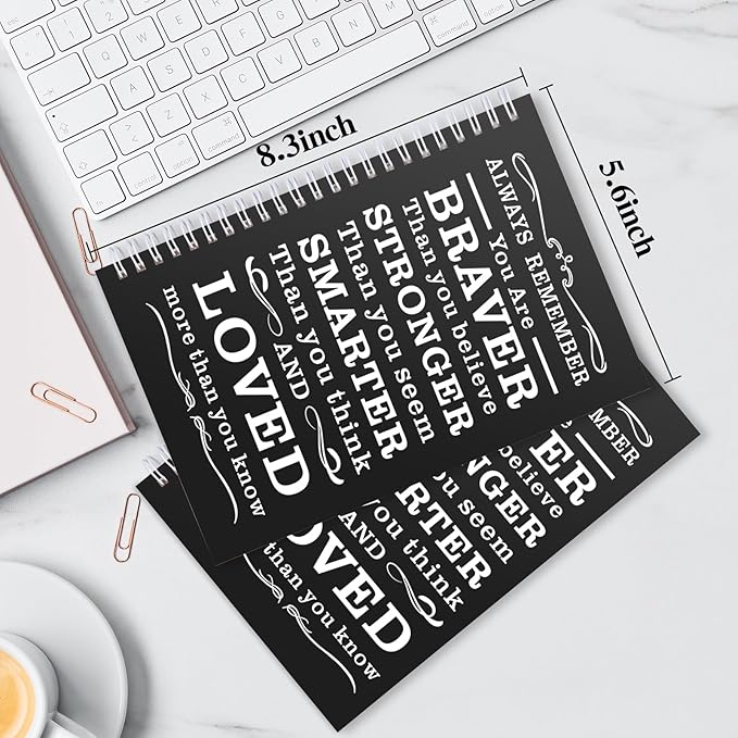 2 Pcs A5 Spiral Notebook,Inspirational Journal,Motivational Journal for Women Men,100 Pages Lined Spiral Journal Notebook College Ruled Daily Diary for School,Travel,Business,Work (Always-Black)
