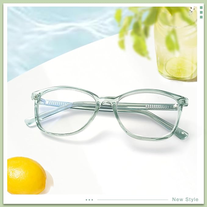 Madison Avenue TR90 Blue Light Blocking Glasses Anti Eyestrain UV Glare Blue Light Glasses for Women TV Phone Computer Gaming Eyeglasses (Transparent Green)