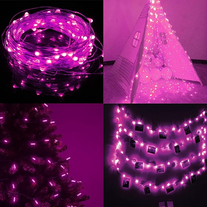 66Ft 200 LED Pink Fairy Lights Plug in, Waterproof String Lights Outdoor & Indoor 8 Modes with Timer Bedroom Decor, Christmas Light Bedroom Decor, Twinkle Light for Girl's Room Mom Mother's Day
