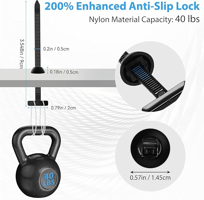 200 Items Universal Nylon Cable Tie Buckle Zip Ties - Heavy Duty Black Wire Ties for Car Automotive Cable Management, Reusable Electrical Cord Ties, Bridas para Cables