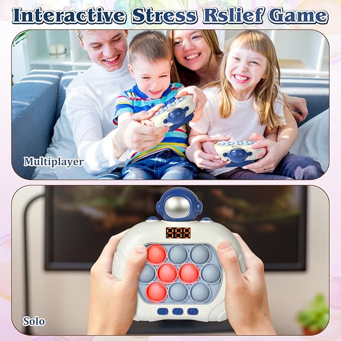 Pop Game Light Up Fidget Toy for Kids 5-7 & 8-12, Handheld Puzzle Game Sensory Toys with LED Screen, for Kids Ages 3-12 (Astronaut)