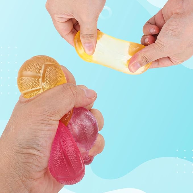 4pcs Stress Relief Toys Balls, Assorted Colors Maltose Filled Stress Toys Durable Slow Rising Sugar Balls for Anxiety ADHD & Autism Classroom Prizes (Volleyball)