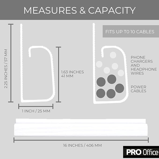 J Channel Cable Raceway Kit - Computer Desk Cable Management System - 4x16'' White Under Table Cable Management Trays for Office and Home