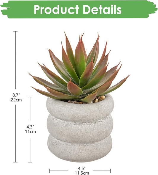 Fake Plants Succulents Artificial Agave Succulent Plants Faux Aloe Plant in White Glaze Ceramic Pot Indoor Outdoor Home Decor Table Shelf Desk Modern Home Office Living Room Table Bathroom Decoration