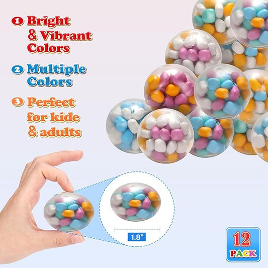 Stress Balls with Colorful Stones Stress balls for kids,Fidget Sensory Toys for Relief,Autism Toys,Stocking Stuffers,Kids Party Favors