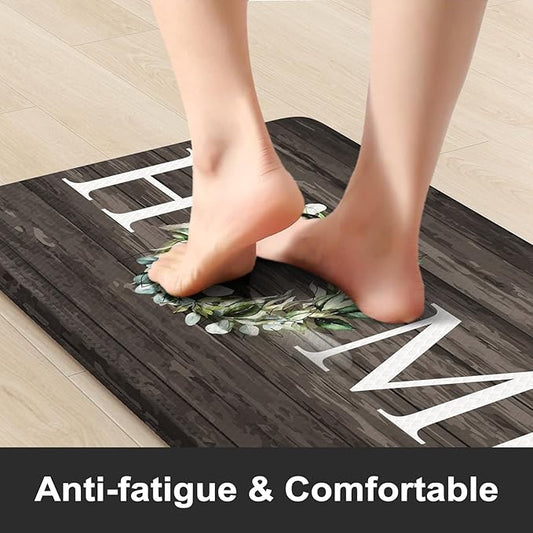 KIMODE Anti Fatigue Kitchen Mat 2PCS,Non-Skid Waterproof Kitchen Rugs,Farmhouse Kitchen Mat for Floor,Cushioned Comfort Foam Standing Mat for Home,Laundry,Office,Sink,Desk