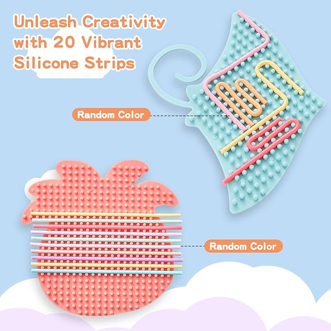 2 Pack Sensory Activity Board with 20 Random-Color Strings, Double-Sided Silicone Sensory Fidget Toy for Kids and Adults with Autism, ADHD, Silent, Stress Relief, Calming, Focus, Gift for Girls Boys