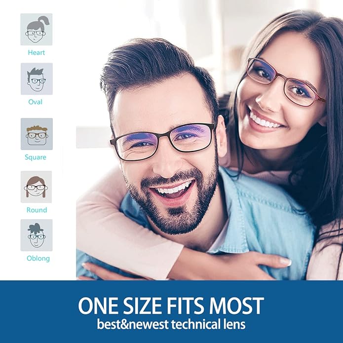 Blue Light Blocking Glasses, Blue Blocker Computer Glasses for Men Women, Anti Glare 400 UV & Eye Strain Fake Square Glasses