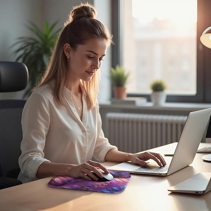 Ergonomic Mouse Pad with Gel Wrist Rest (1"& 1.2" Dual Height) - Mouse Pads Compact Mousepad Desk Mat Office, Gaming & Carpal Tunnel Relief | Non-Slip Rubber Base Mystical Potion Bottles