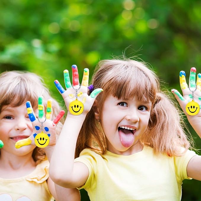 Blulu 20 Pack Smile Stress Balls Keychains Mini Foam Ball Keychains Yellow Stress Relief Gifts for Party Favors, School Carnival Reward, Birthday Party Supplies, Goodie Bag Stuffers