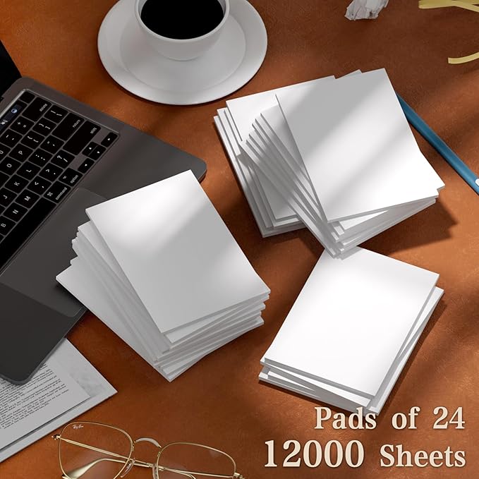 Notepads 4x6, 24 Pack Small Note Pads, Server Note Pads, Scratch Pads 4x6, White Memo Pads, 4x6 Small Writing Pads White Paper, 50 Sheets per Blank Mini Notepads 4x6 Scratch Paper for School Supplies
