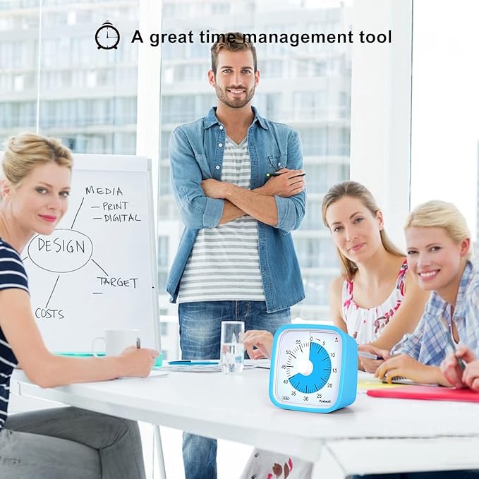 Yunbaoit Upgraded Visual Timer with Protective Case 60 Minute Countdown Timer for Kids with Low Power Indicator Light Clock Time Management Tool (Blue Blue)