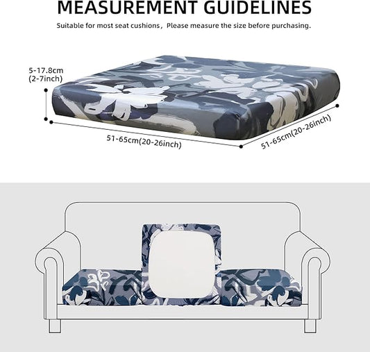 8Pcs Stretch Patio Cushion Covers Outdoor Cushion Cover, Jacquard Stretch Cushion Covers, Cover Replacement, Outdoor Sofa Covers, Washable Furniture Couch Cushion Cover (Grey Flower)