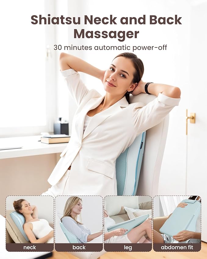 COMFIER Shiatsu Back Massager with Heat, Neck and Back Massager for Pain Relief Deep Tissue,Gift for Men Women Home Office Use-Blue