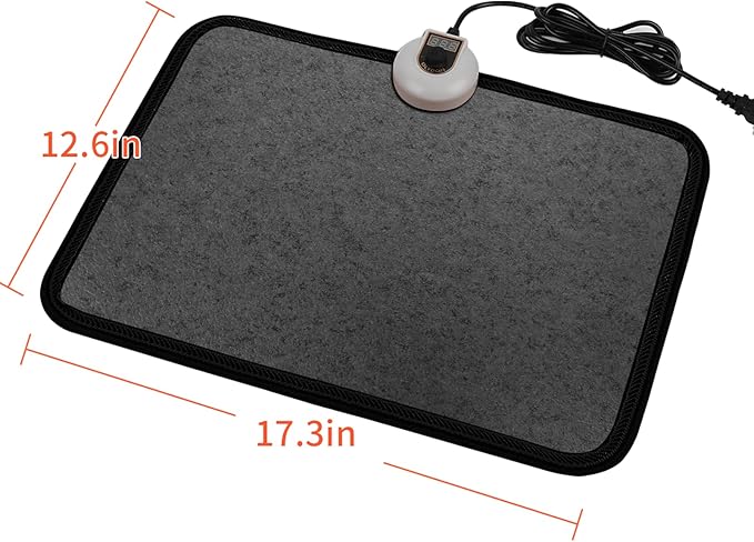 Electric Heated Floor Mats Under Desk, Heated Foot Warmer - 110v Toes Warming Heater for Office and Home (Black)
