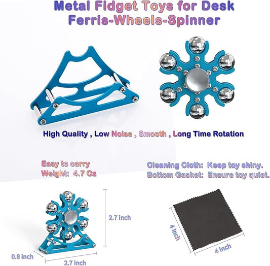 Desk-Fidget-Toys Ferris-Wheels-Spinner: Metal Kinetic-Fidget-Spinner 4mins, EDC-Toy Cool-Gadgets for School Office Christmas, ADHD Tools Gift Cool-Stuff Stress Relief Gift for Kid Children Teen Adult