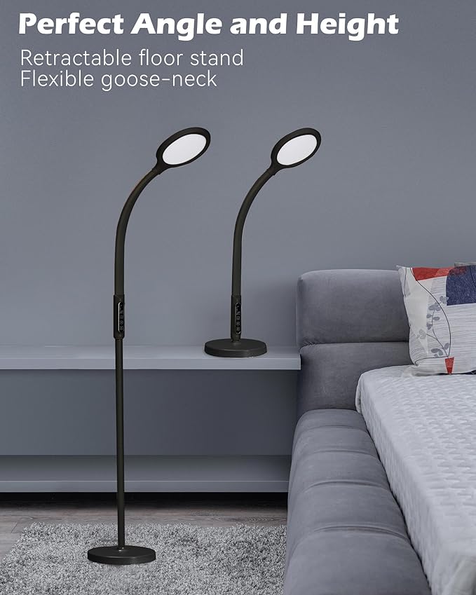 Aoife Light Therapy Floor Lamp, 11000 Lux Full Spectrum Sun Light Therapy Lamp, No UV Sunlight Lamp with 10 Color Temperatures and 10 Brightness Levels (Black)