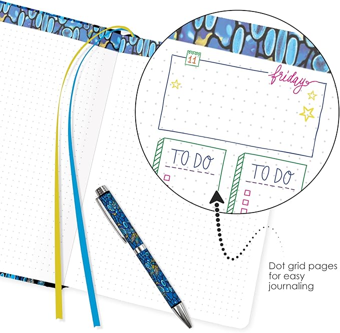RainCaper Vegan Leather Journal Notebook, 160 Dot-Grid Pages, 5.7 inches x 8 inches, Journal - Tiffany Dragonfly