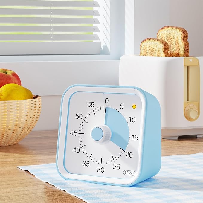Visual Timer for Kids with Pause Function, 60 Minute Countdown Timer for Kids Desk Study, Teaching, Kitchen Cooking, Office Meetings, Time Management for ADHD (Blue)
