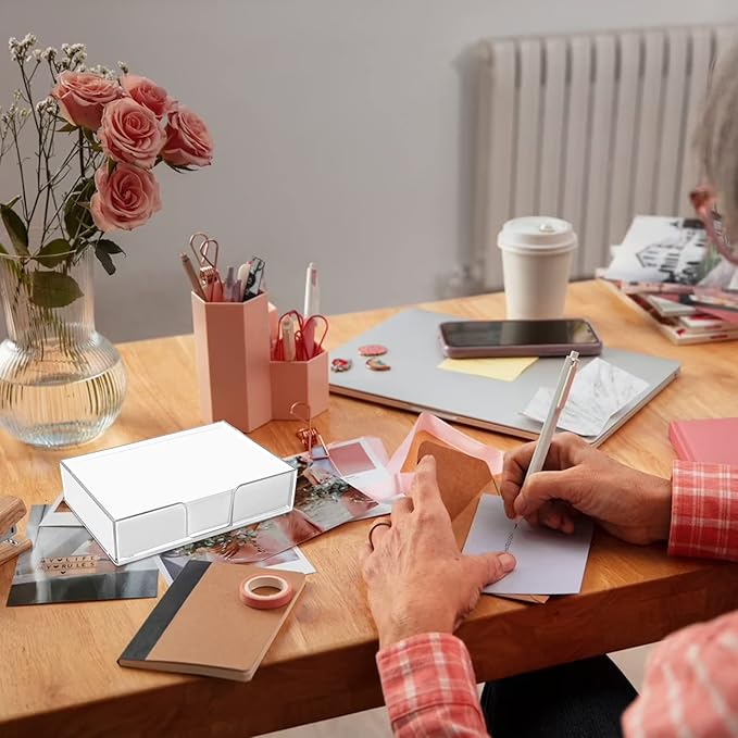 600 Sheets 4x6 Memo Holder Desk Notepad Tray Pad Paper Non Sticky Memo Pads 4x6 Acrylic Notepad Holder Note Memo for Desk School Organization Planning(Internal Size: 3.97 × 5.78 Inch)