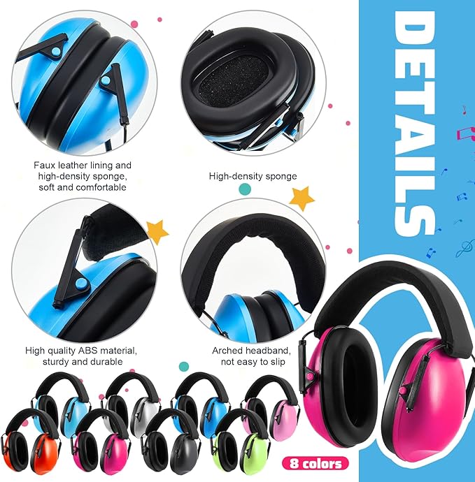 Amylove 18 Pcs Kids Ear Protection Noise Cancelling Headphones Noise Reduction Ear Muffs 27dB Hearing Protection (8 Colors)