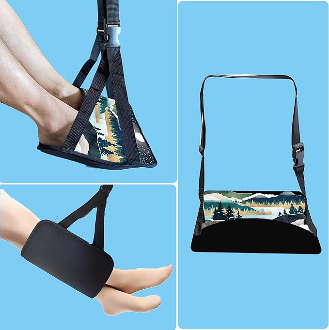 Foot Hammock for Plane Travel Essentials Relax Your Foot Rest for Airplane Gadgets Adjustable Airplane Travel Accessories for Flight Essentials,Office,Desk(Forest, 1 Pack)