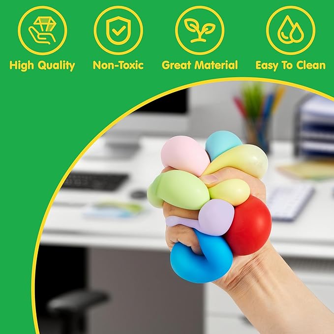 JOYIN 24 Pack Slow Rising Stress Balls, Squishy Sensory Fidget Toys, Hand Therapy Balls for Anxiety Relief, Classroom Prize Box Toys for Kids, Goodie Bag Stuffers, Party Favors