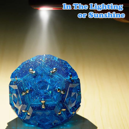 Magnetic Fidget Sphere Magnets Balls - Crystal Diamond Blue Holographic Glitter - Magnet Fidgets Toy - 12 Piece Set - Creativity Beyond Imagination, Inspirational, Recreational, Desk Toys for Adults