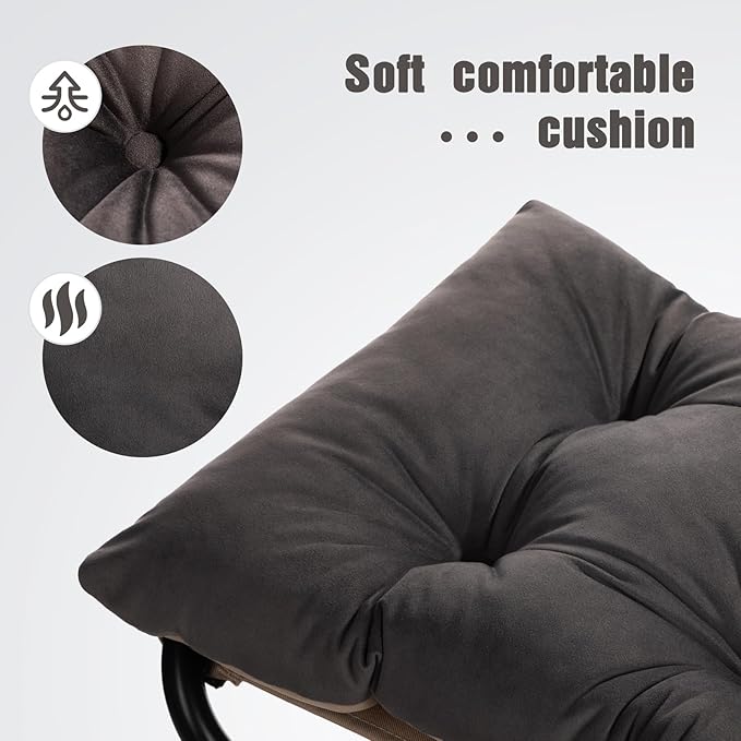 AbocoFur 15"(H) Folding Footrest Stool, Accent Padded Sofa Foot Stool for Lazy Chair, Upholstered Small Foldable Ottoman, Metal Frame Portable Foot Rest Ottoman for Living Room, Bedroom, Smoky Grey