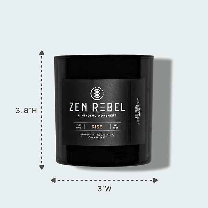 Aromatherapy Candle Rise - Morning Energy Boost with Peppermint, Eucalyptus, and Orange Zest - Stress Relief Soy Candle for Home, Office, Spa, and Gym