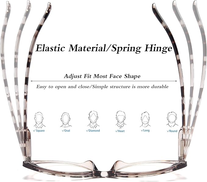 EYEURL Cat Eye Reading Glasses for Women 2 Pair Blue Light Blocking Readers 0.00 Comfort Spring Hinge Lightweight Eyeglasses Anti Glare for Ladies